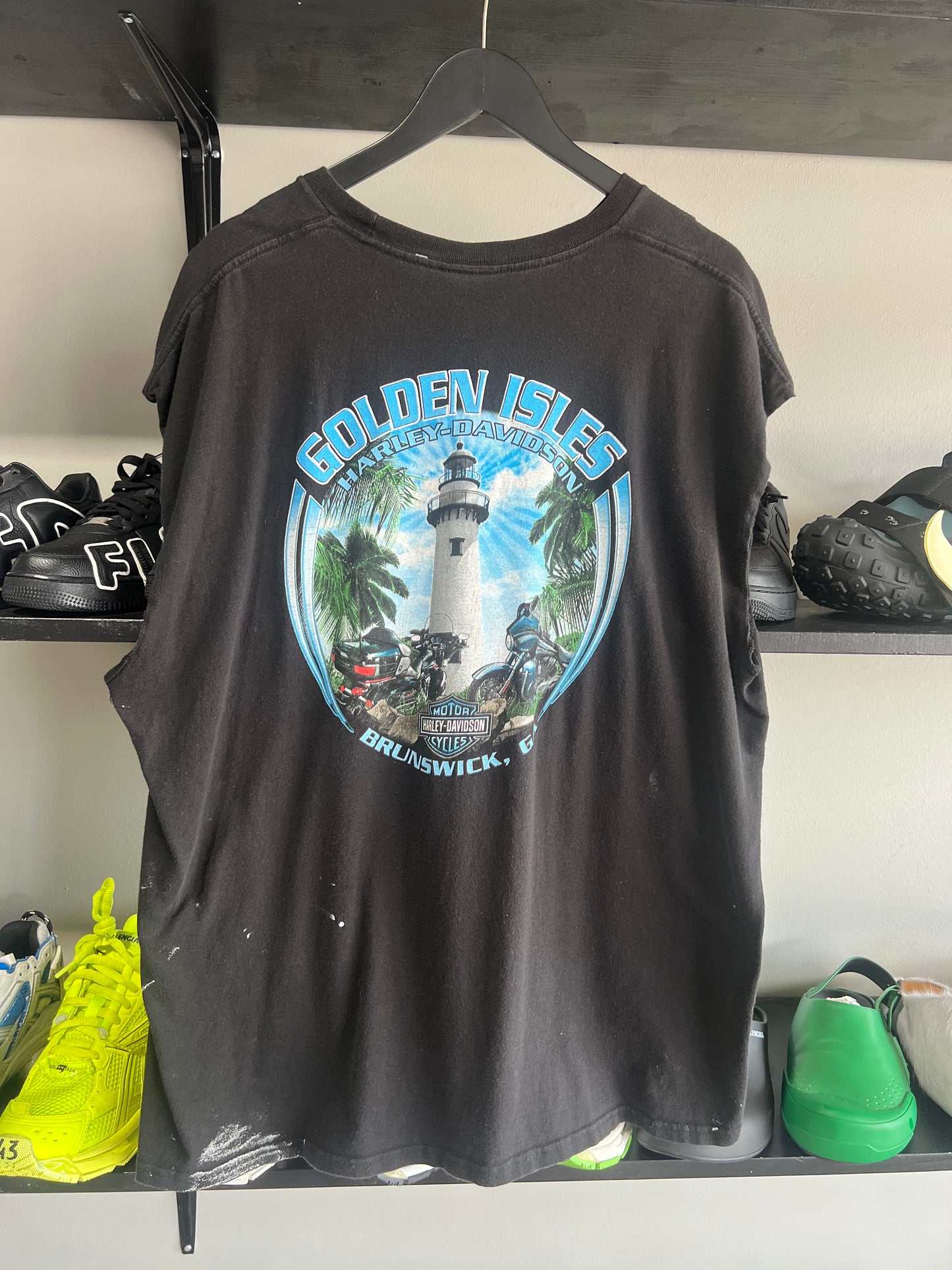 vintage Harley Davidson golden isle cutoff tee