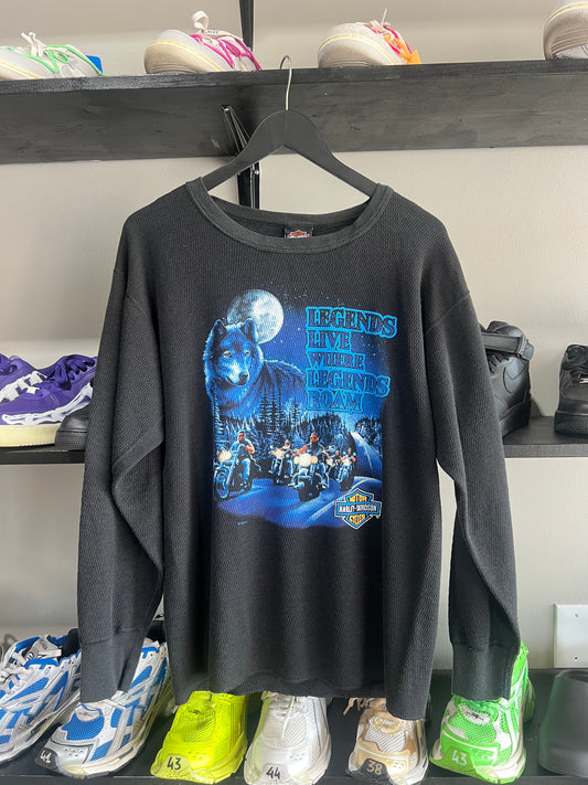 vintage Harley Davidson thermal where legends roam