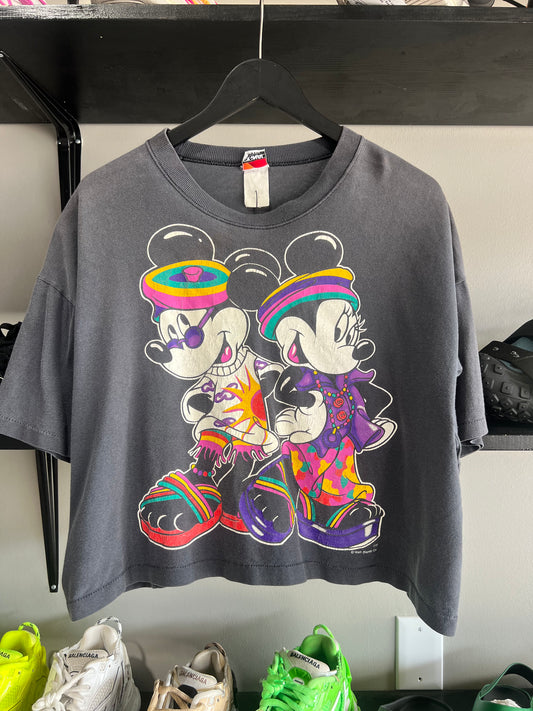 vintage cropped mickey and Minnie Mouse tee