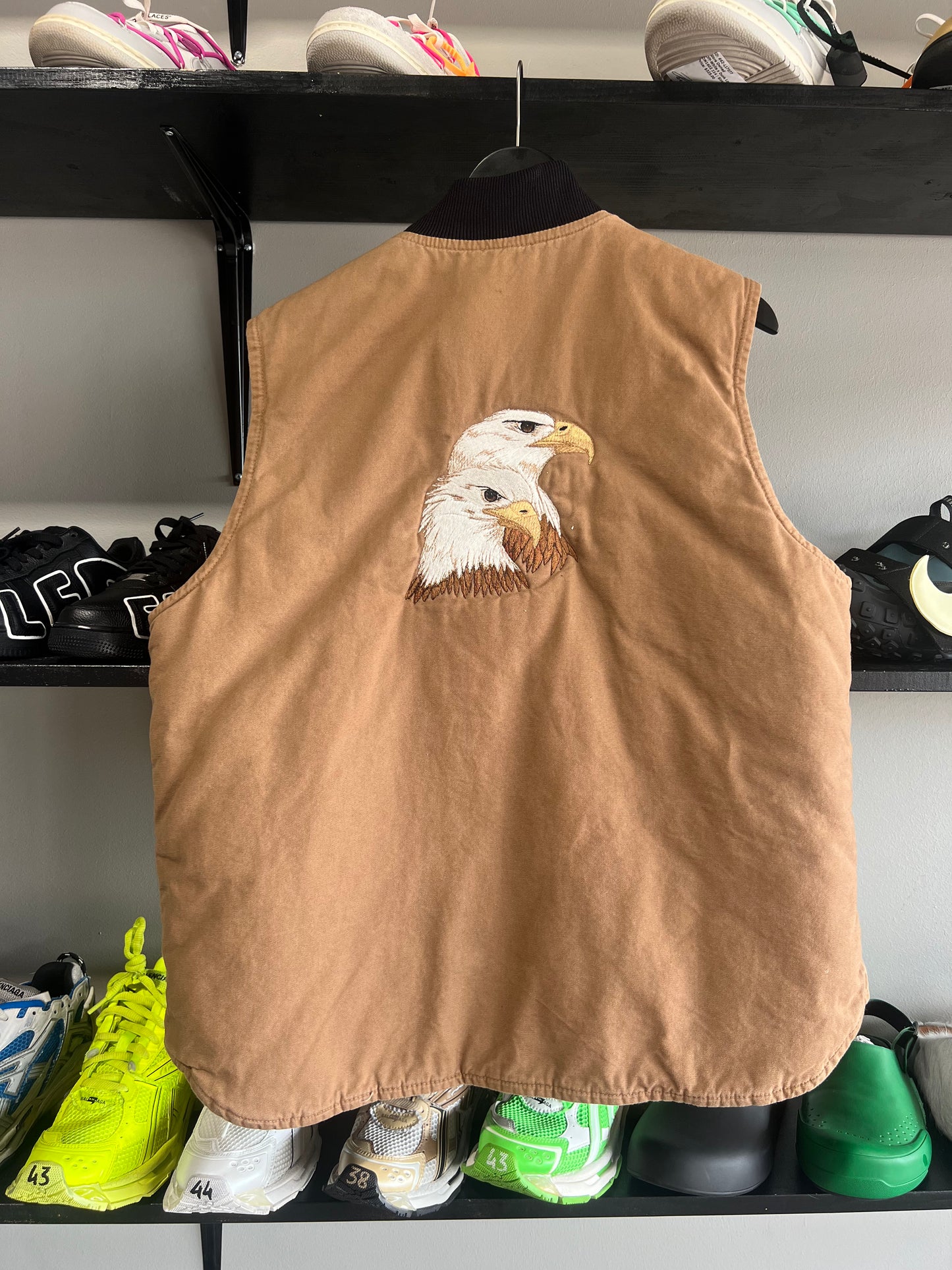 vintage carhartt eagle khaki vest