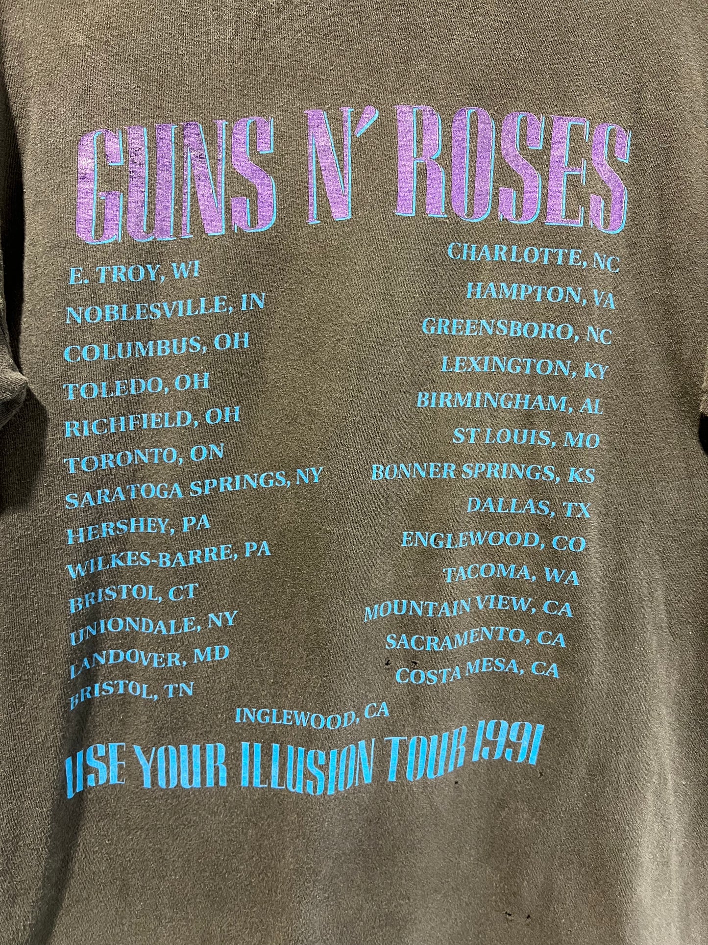 vintage guns n roses us your illusion tour tee