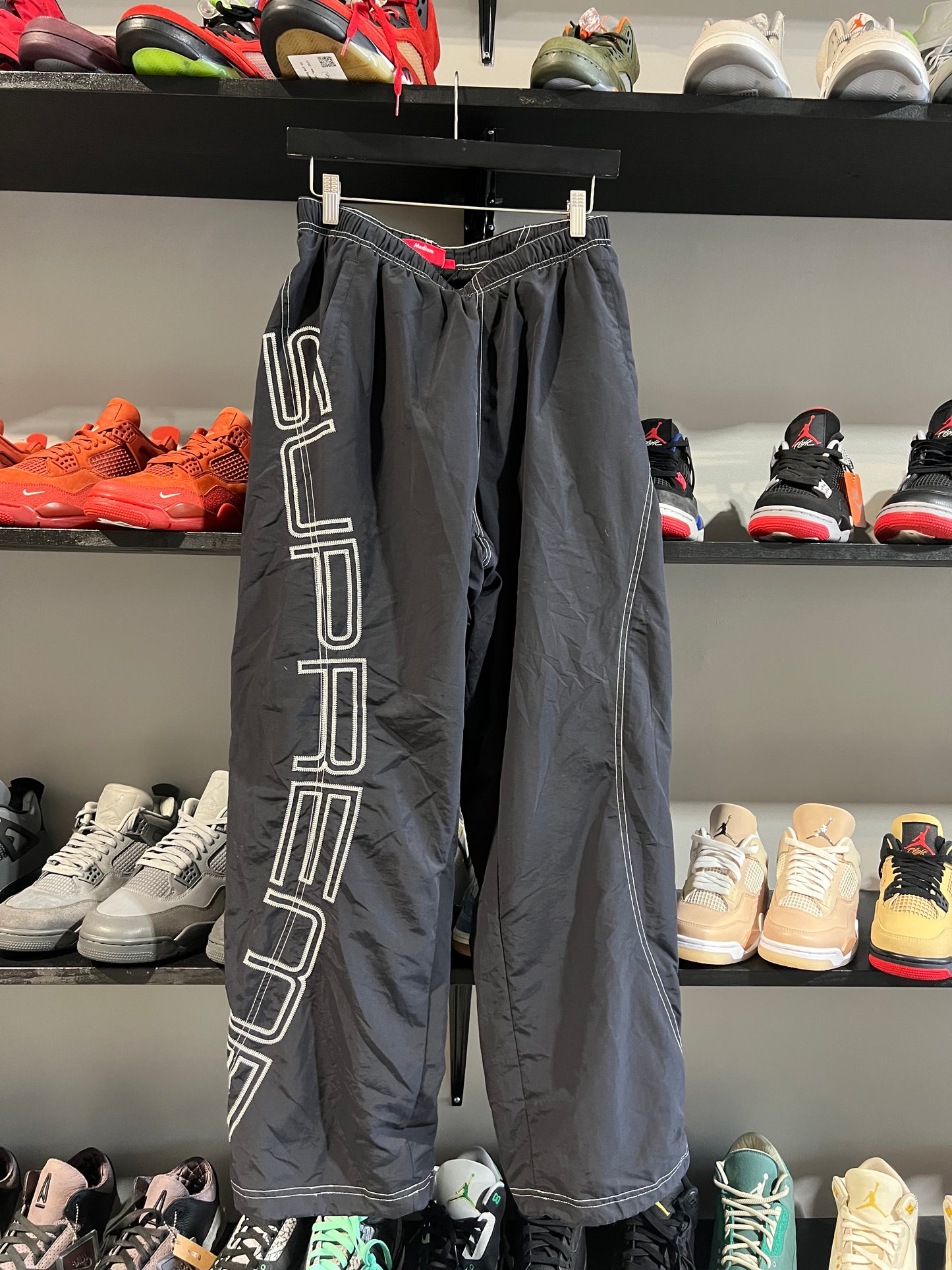 Supreme embroidered black and white track pants