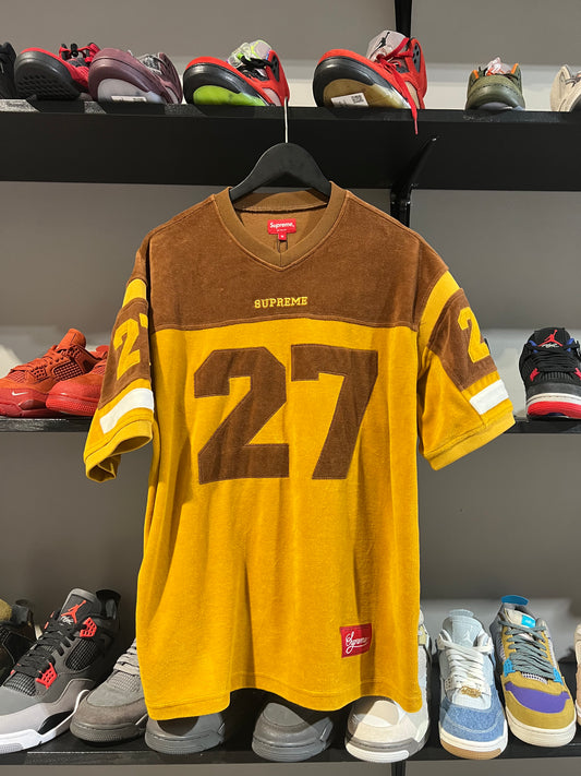 supreme velvet 27 jersey brown yellow