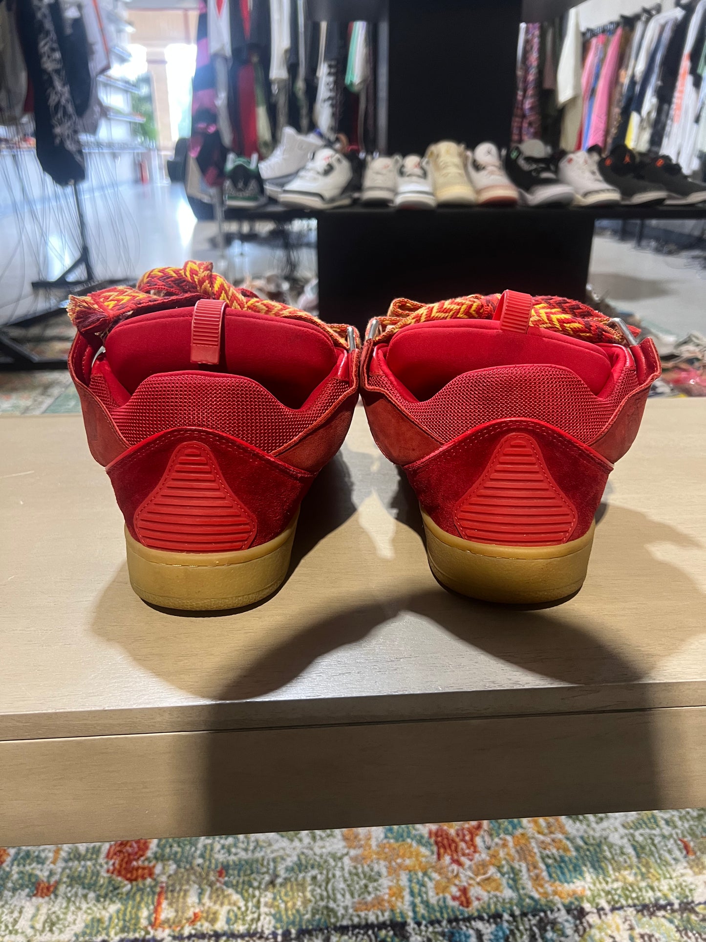 Lanvin Curb Sneakers Poppy Red Gum Used
