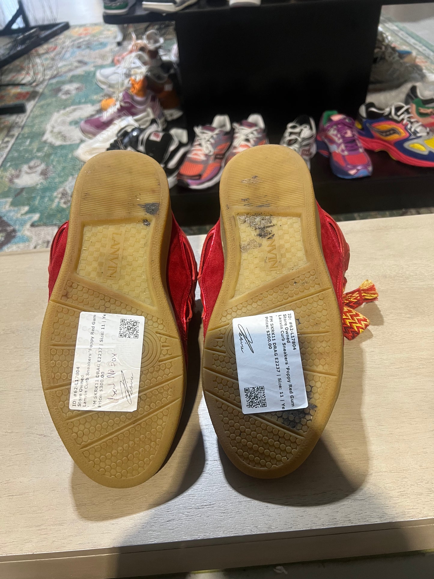 Lanvin Curb Sneakers Poppy Red Gum Used