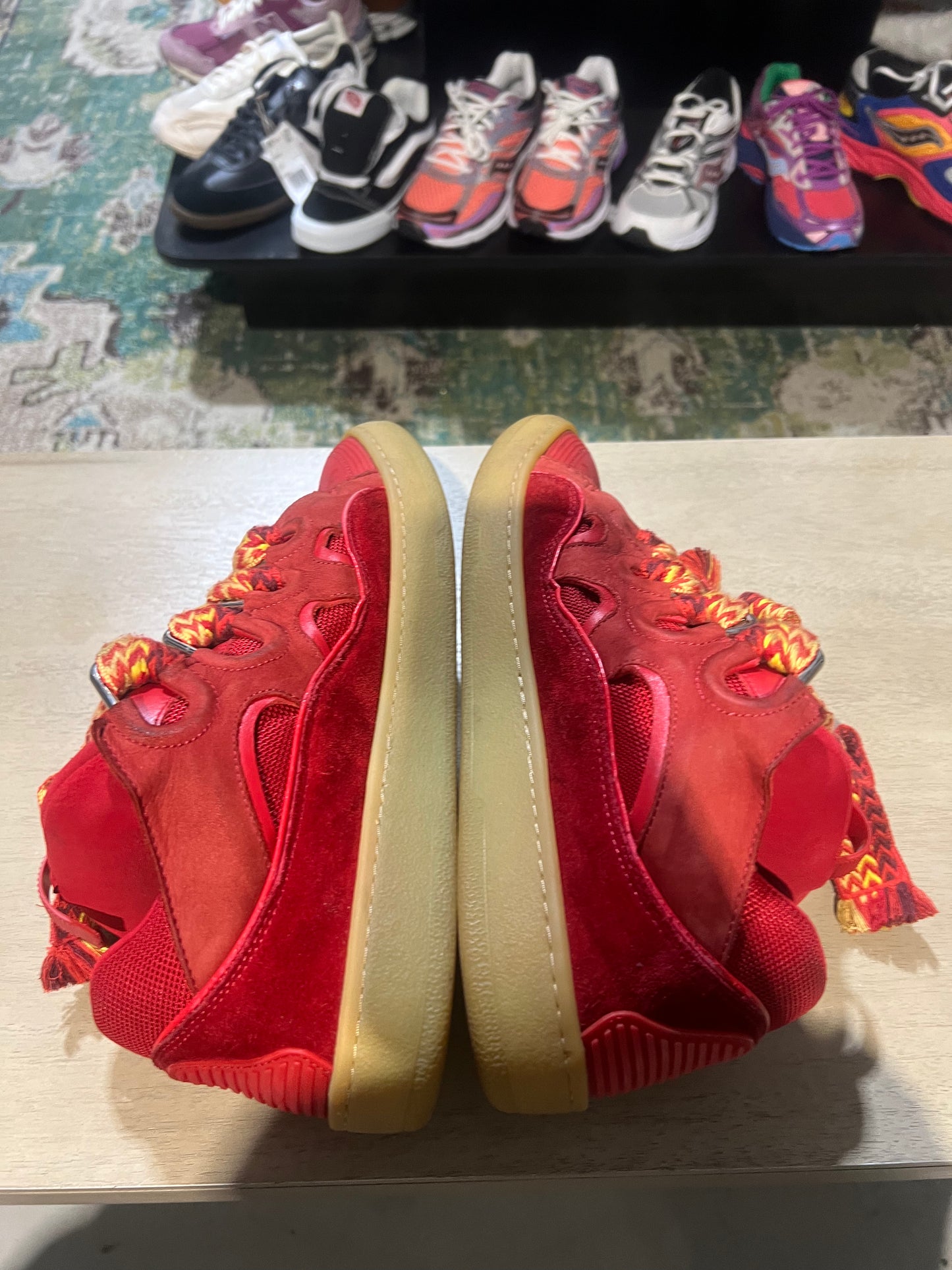 Lanvin Curb Sneakers Poppy Red Gum Used