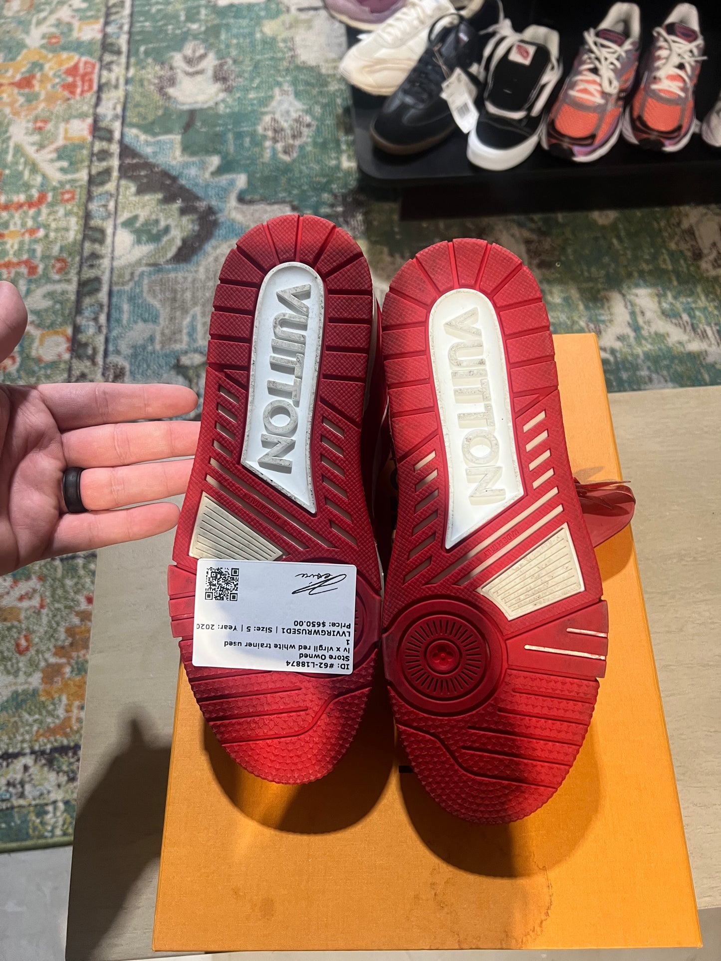 lv x virgil red white trainer used 1
