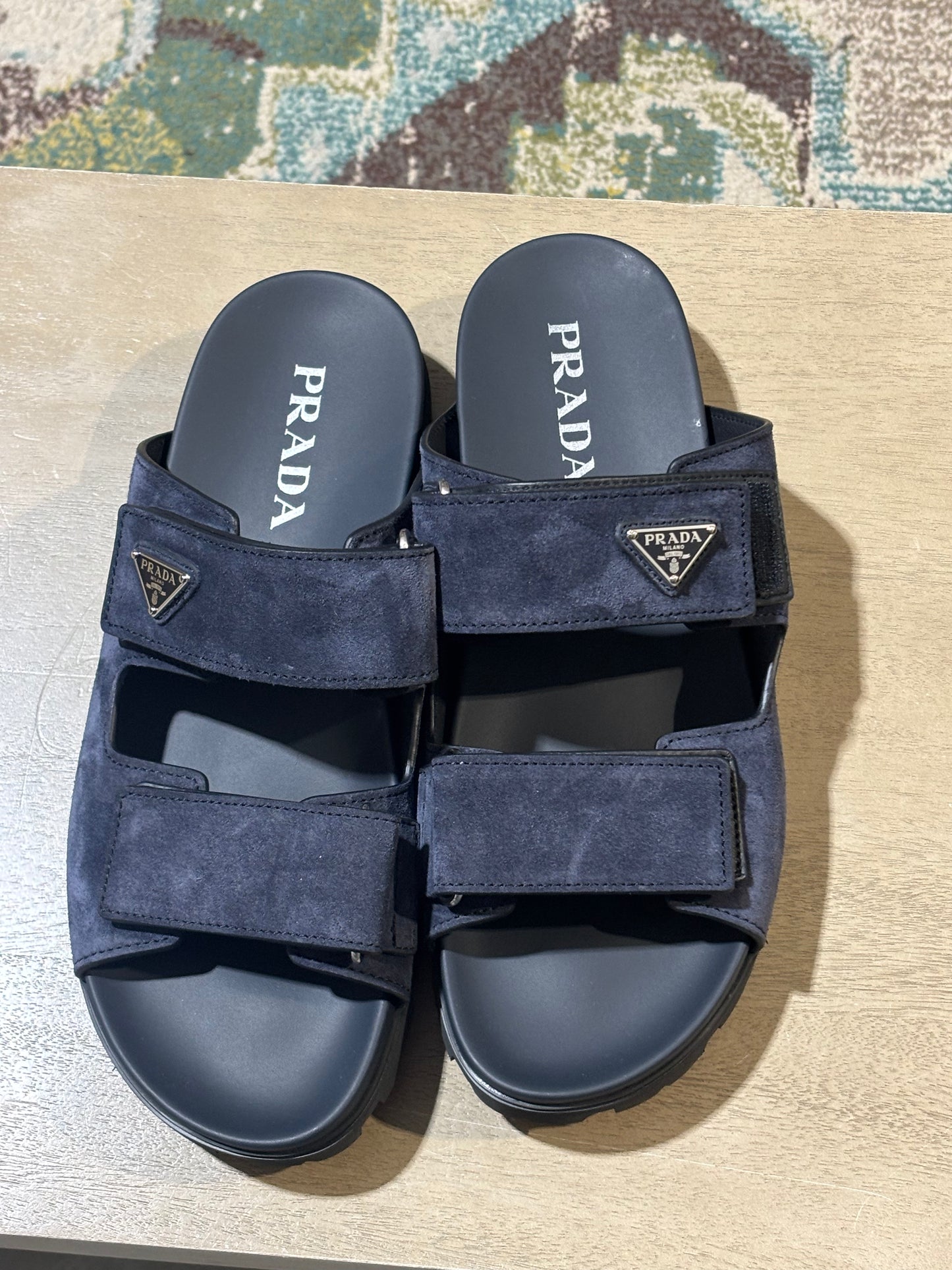 Navy Prada Suede Sandals Used Sz 11 NB