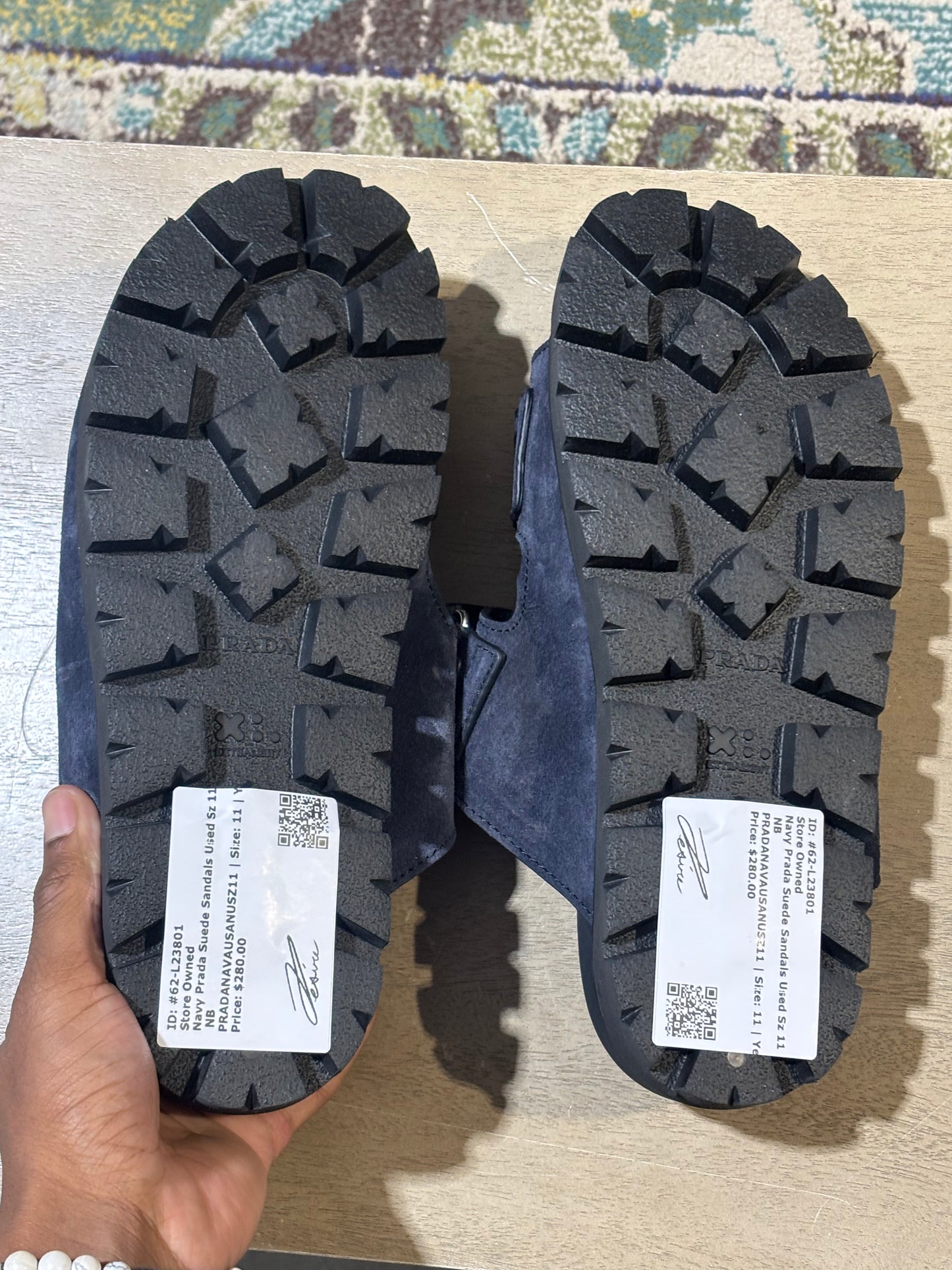 Navy Prada Suede Sandals Used Sz 11 NB