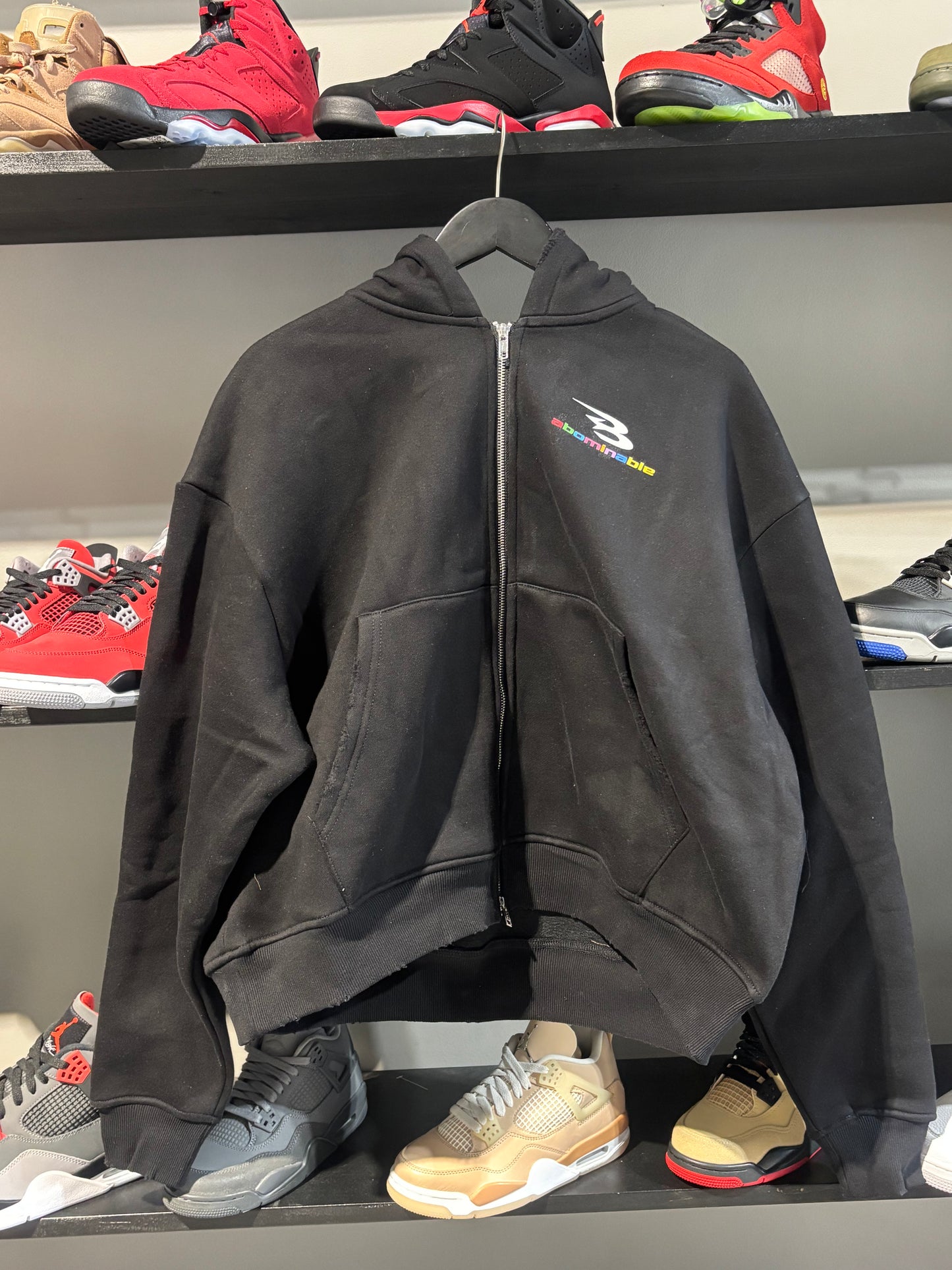 Abominable B Logo Black Multi Color Zip Up Jacket