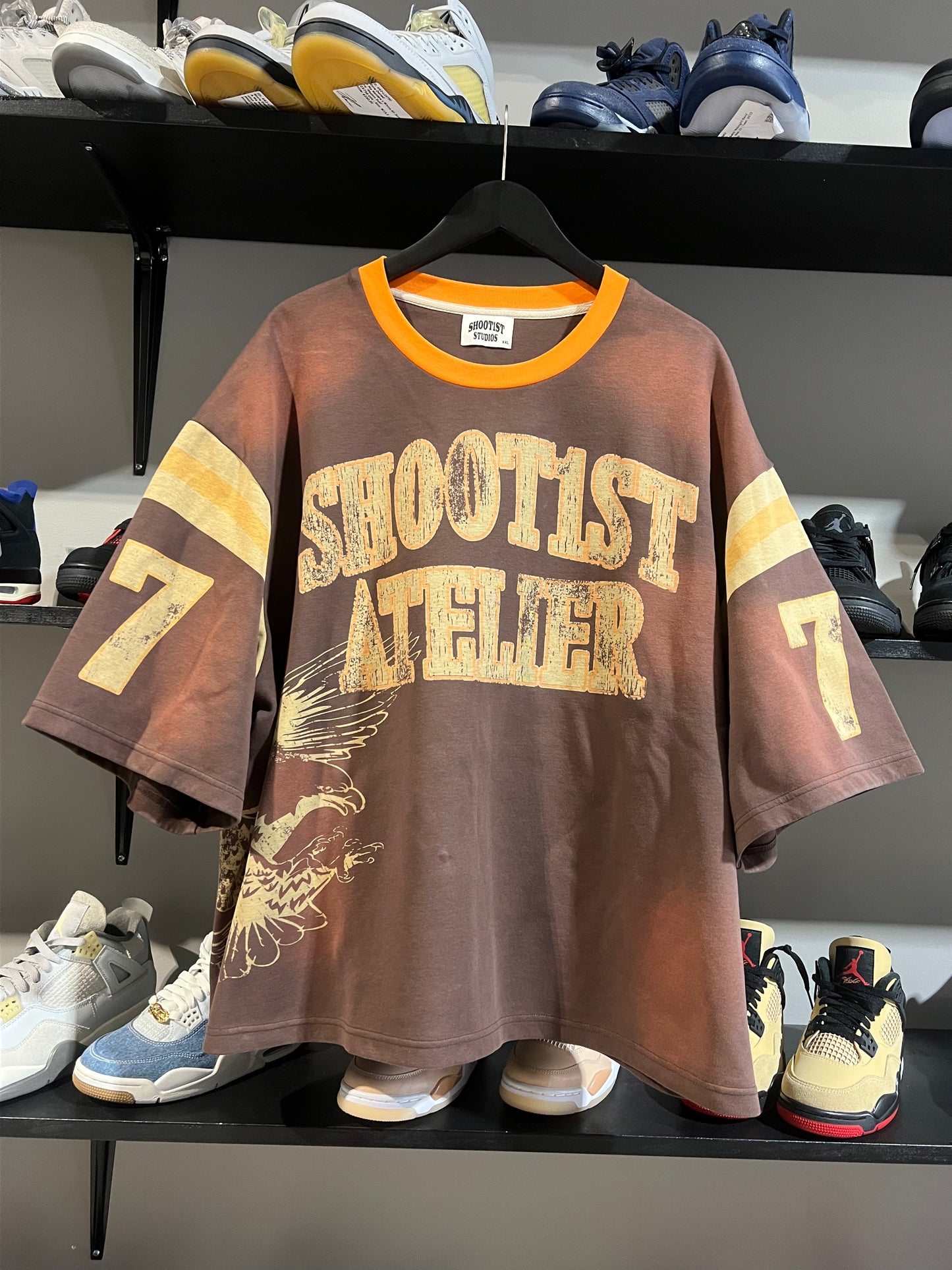 Shoot1st studios brown and orange tee