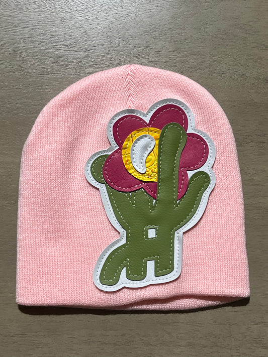 YKWYK Beanie Pink Green Yellow Flower