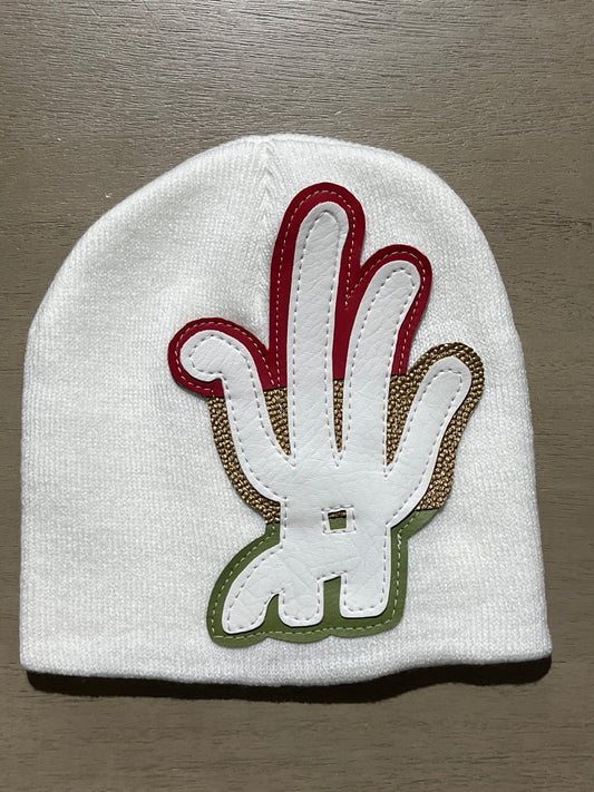 YKWYK Beanie White/red/brown/green reg