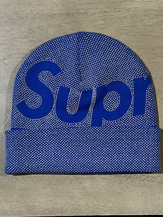 supreme studded knockout big logo beanie blue
