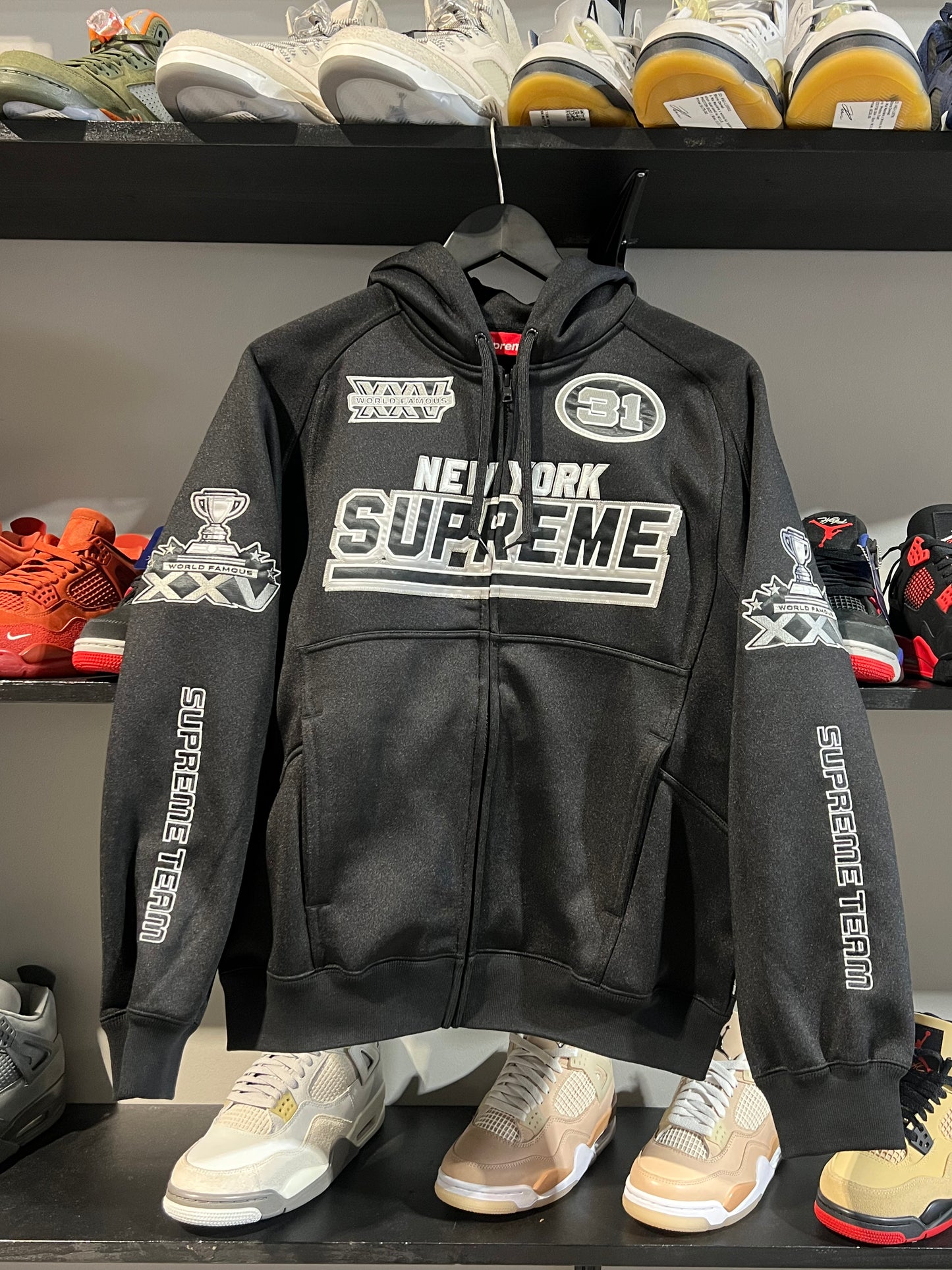 Supreme Football Zip Up Hoodie Black