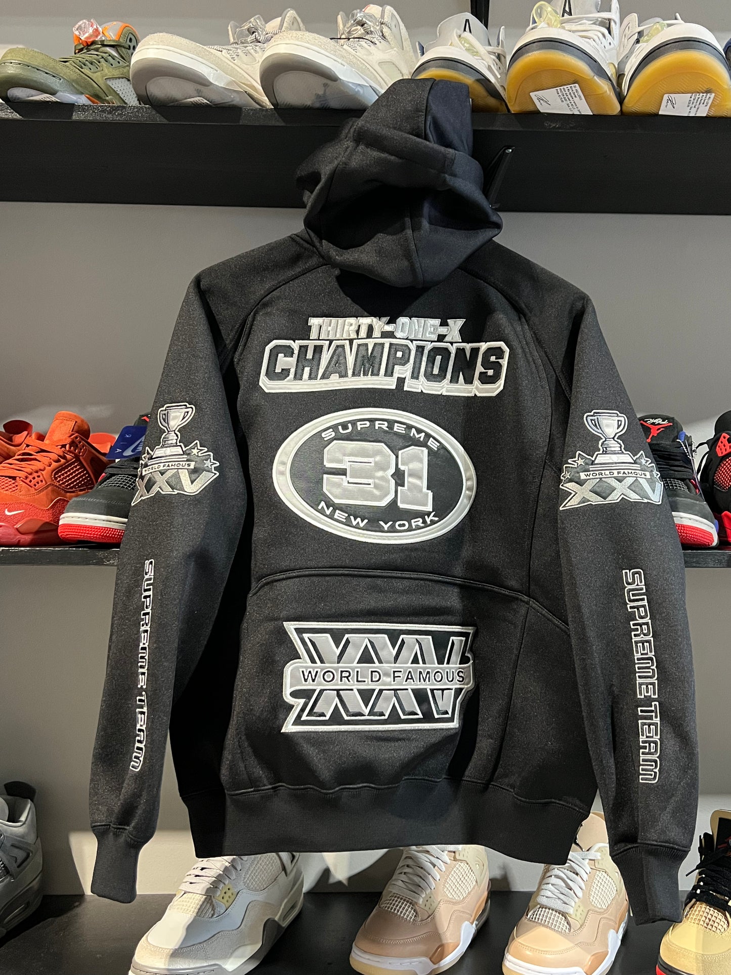 Supreme Football Zip Up Hoodie Black
