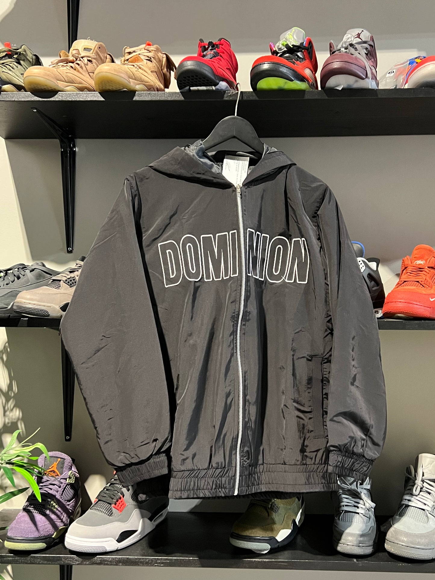DOMINION BLACK AND WHITE NYLON ZIPUP