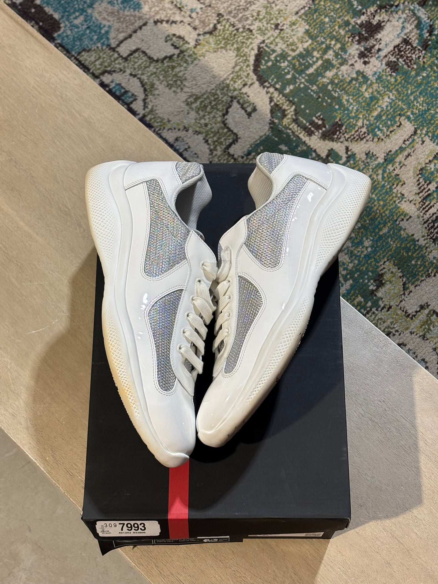 Prada Americas Cup White/Silver Used Sz 10.5