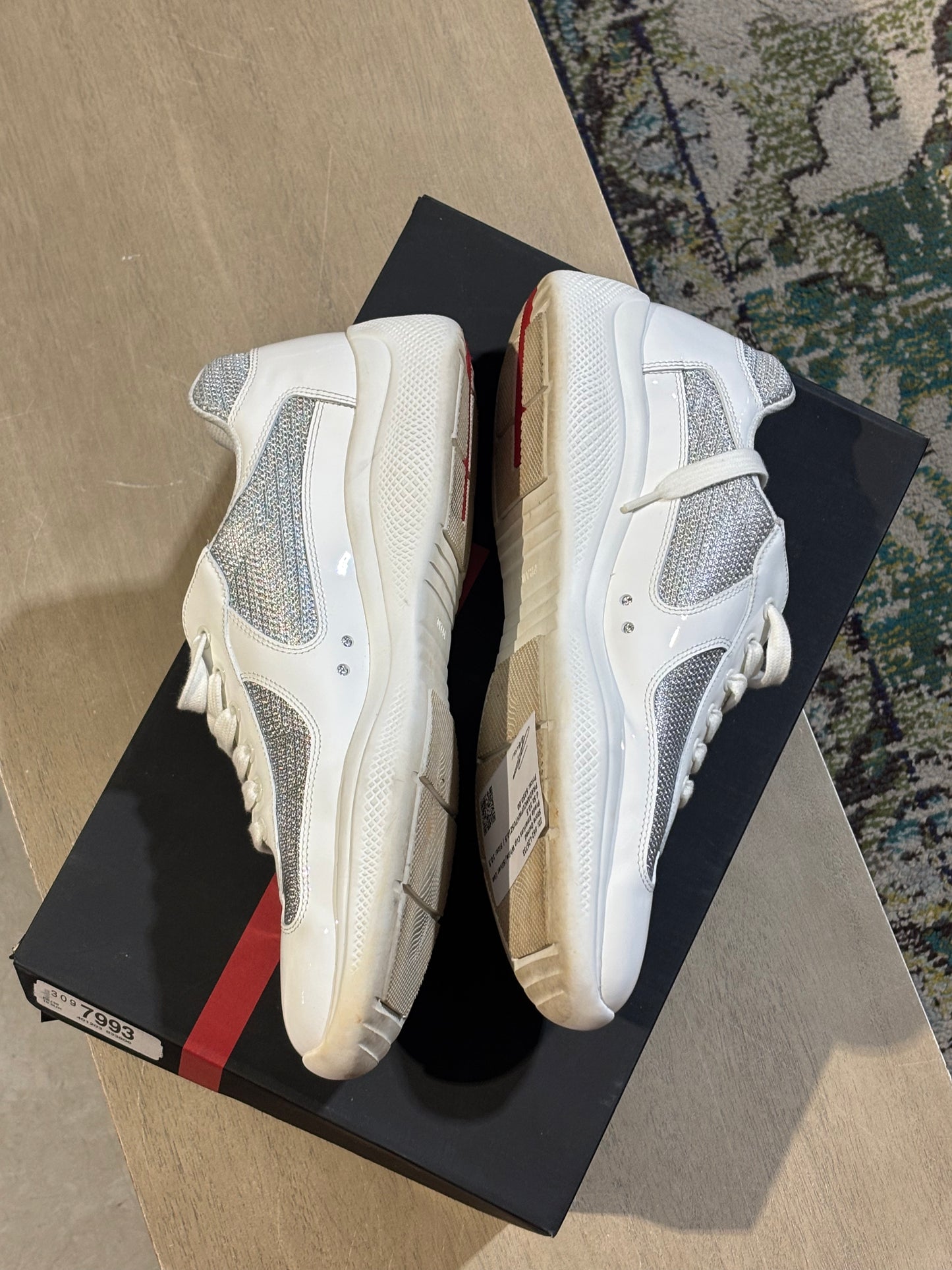 Prada Americas Cup White/Silver Used Sz 10.5