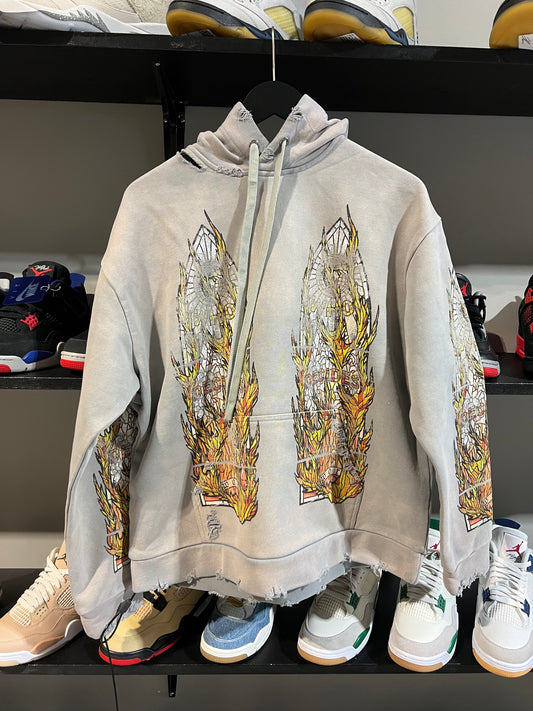 WHO DECIDES WAR FLAME GLASS HOODIE GREY