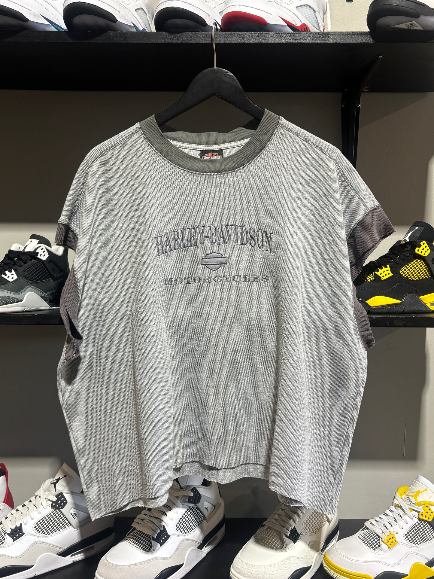 Vintage Harley Grey Thermal Cutoff Tee