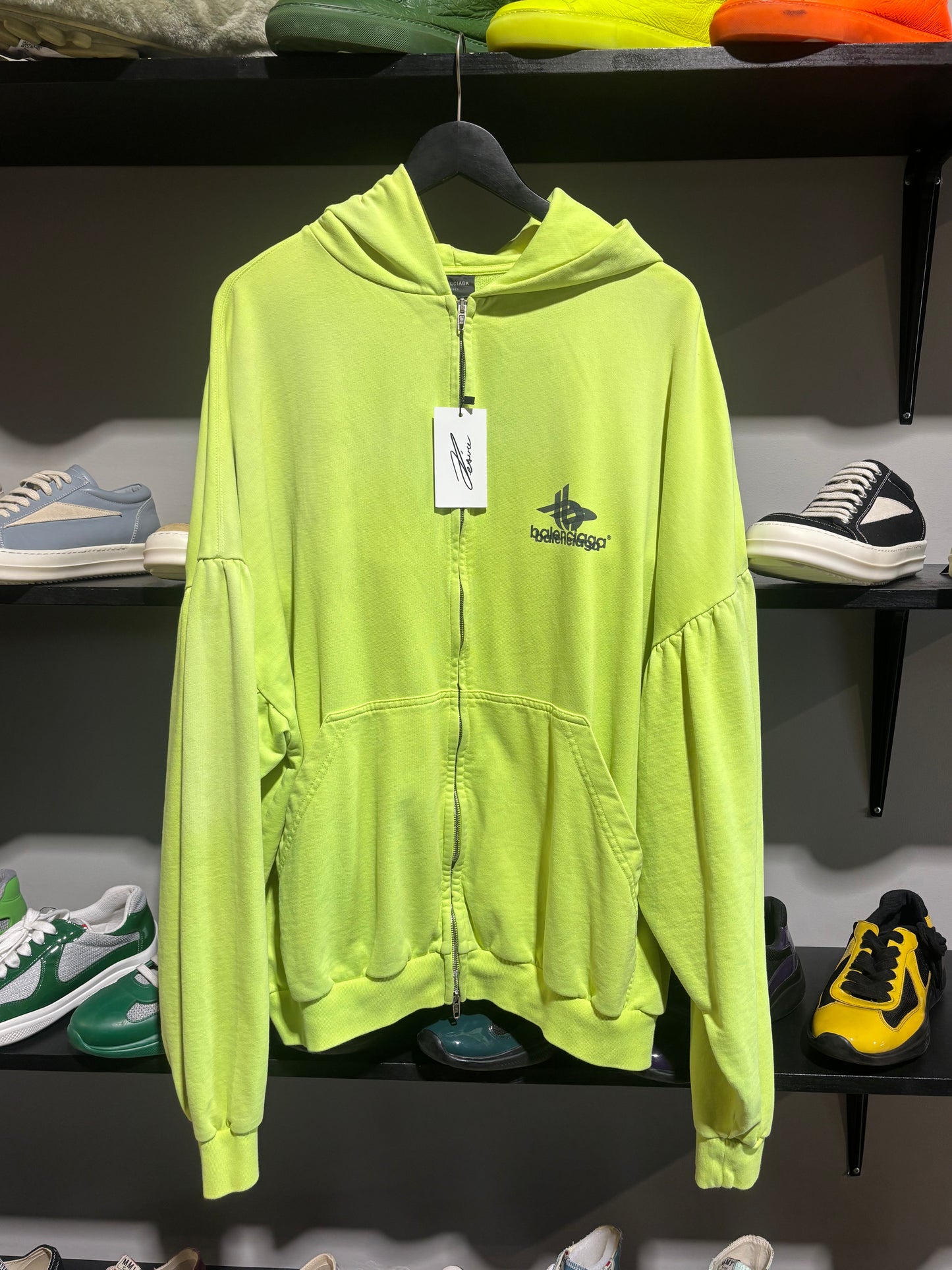 Balenciaga Stack Logo Zipup Neon Sz XL