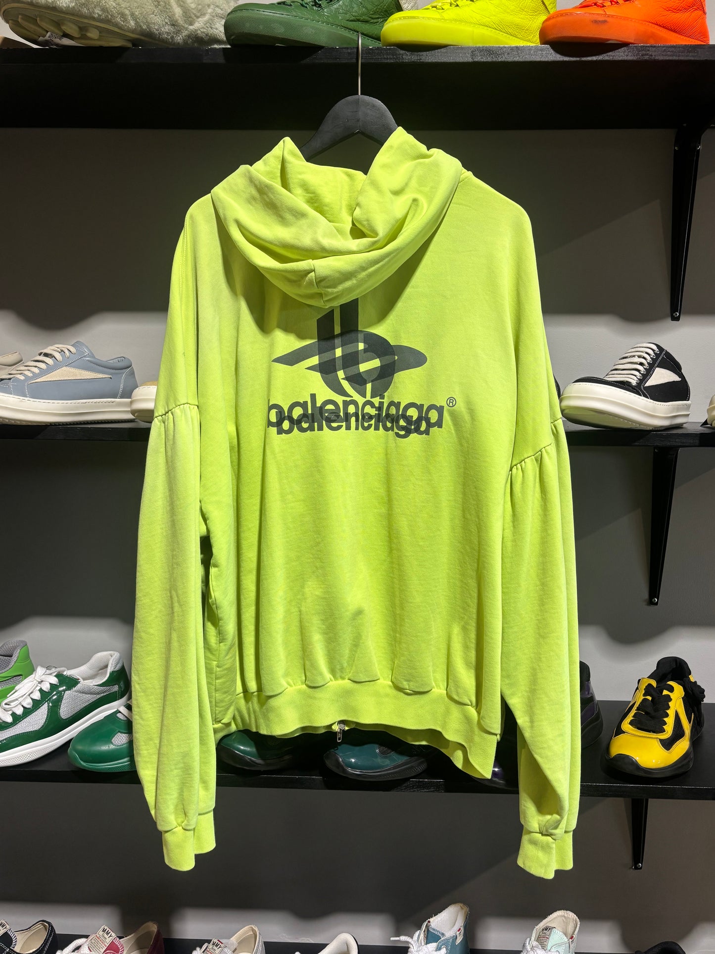 Balenciaga Stack Logo Zipup Neon Sz XL
