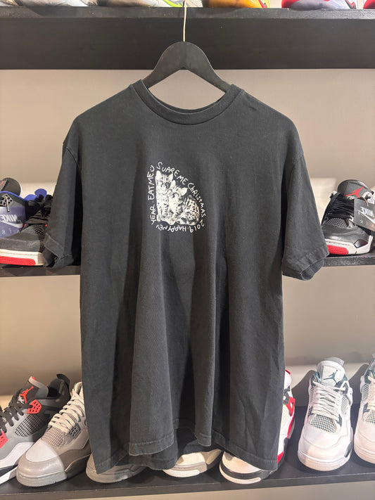 supreme happy new year 2019 cat tee black