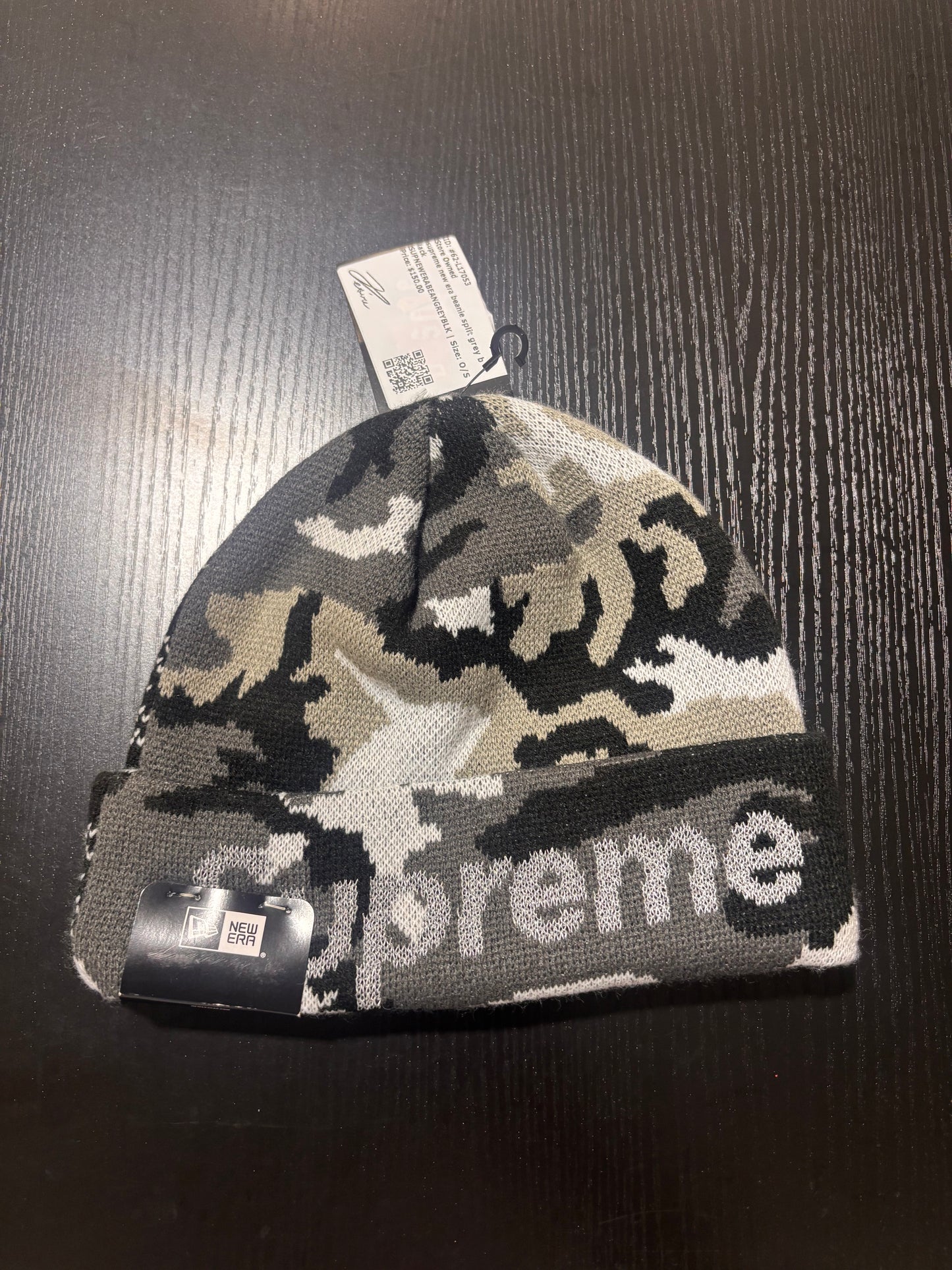 supreme new era beanie split grey black
