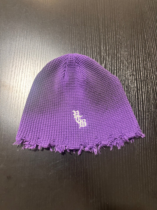 vertabrae purple distressed beanie
