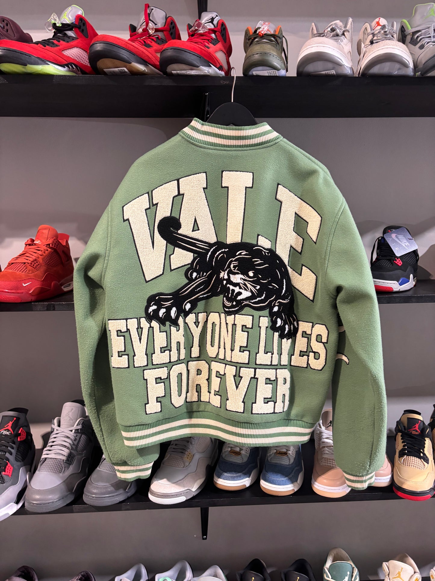 vale lives green apple varsity jacket
