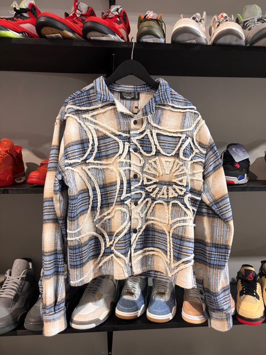 vale blue and white Web flannel