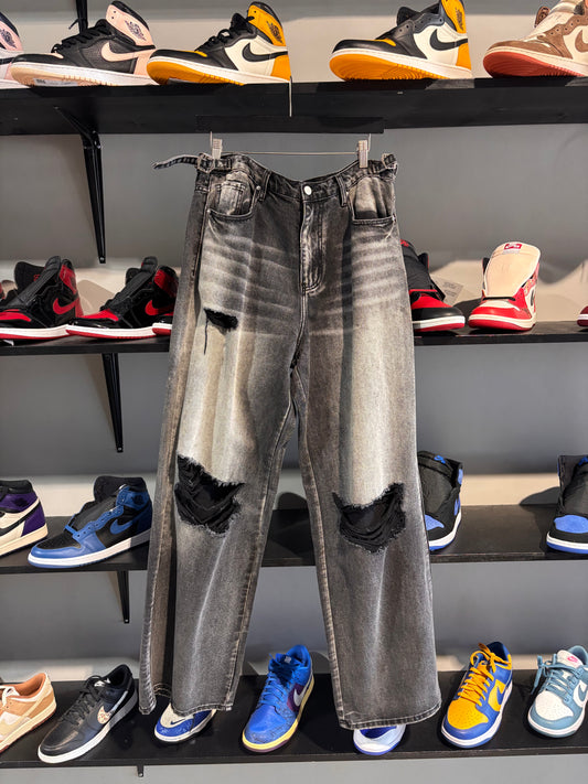 hmdd black baggy acid wash jean
