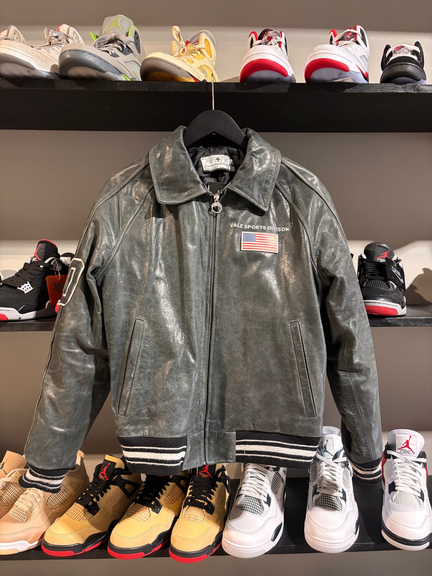 vale black washed leather jacket zipup