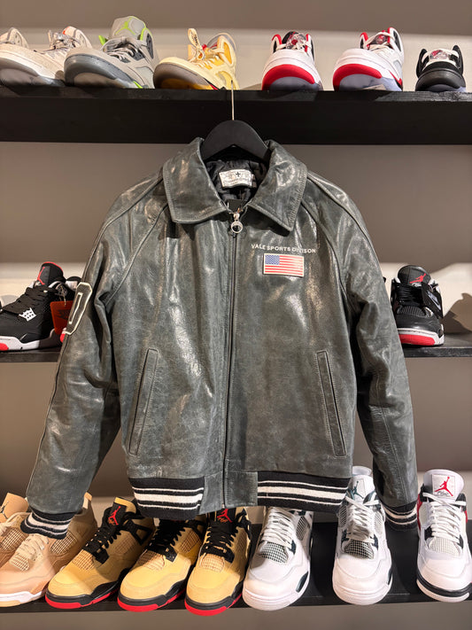 vale black washed leather jacket zipup