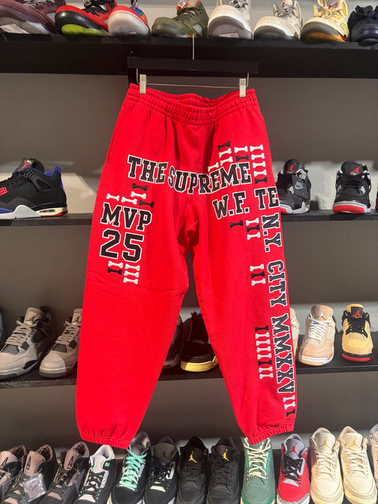 League supreme sweatpants red
