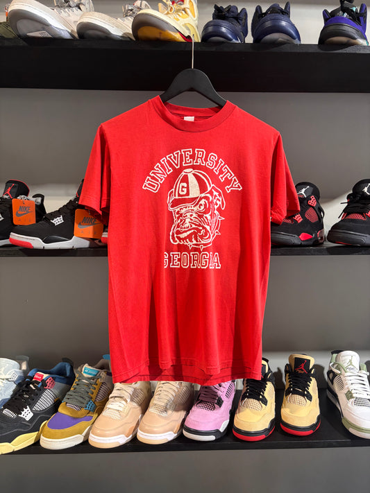 vintage uga bulldogs logo tee red