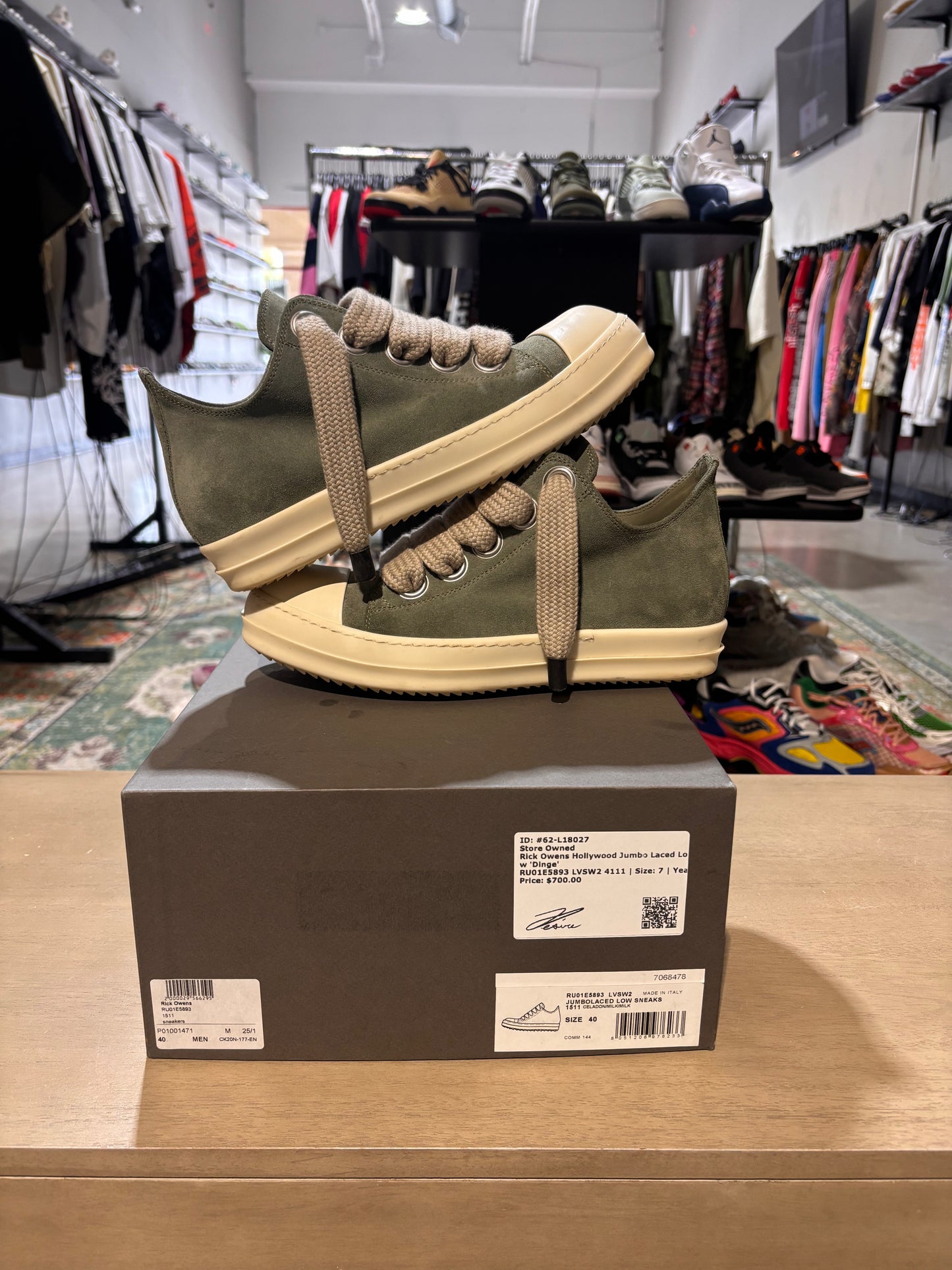 Rick Owens Hollywood Jumbo Laced Low Dinge