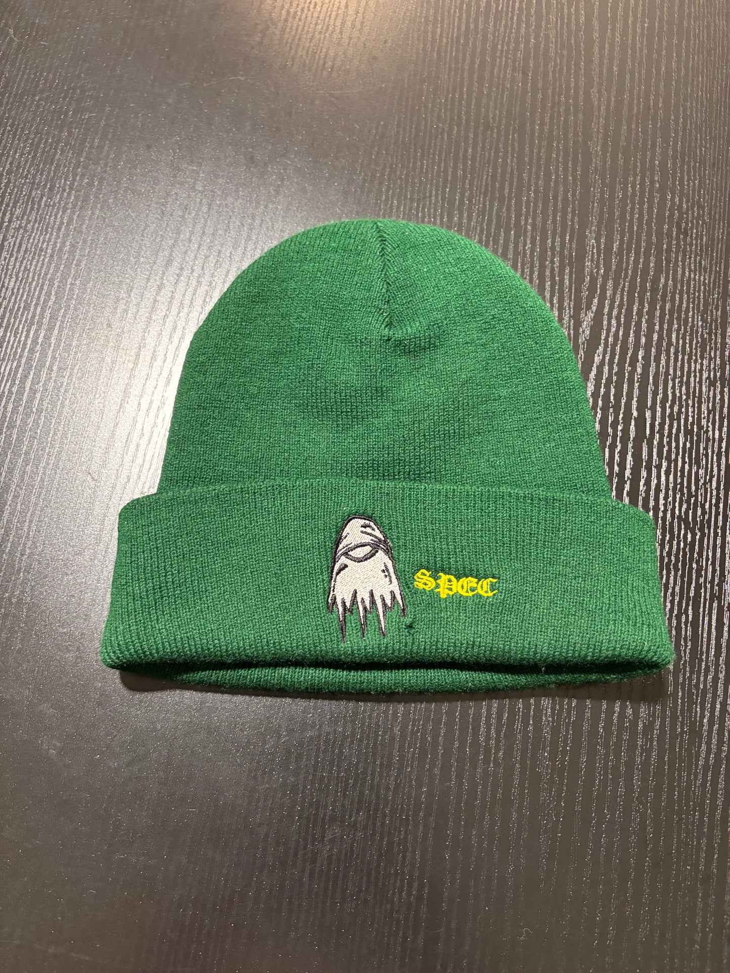 Chrome hearts green and yellow spec beanie