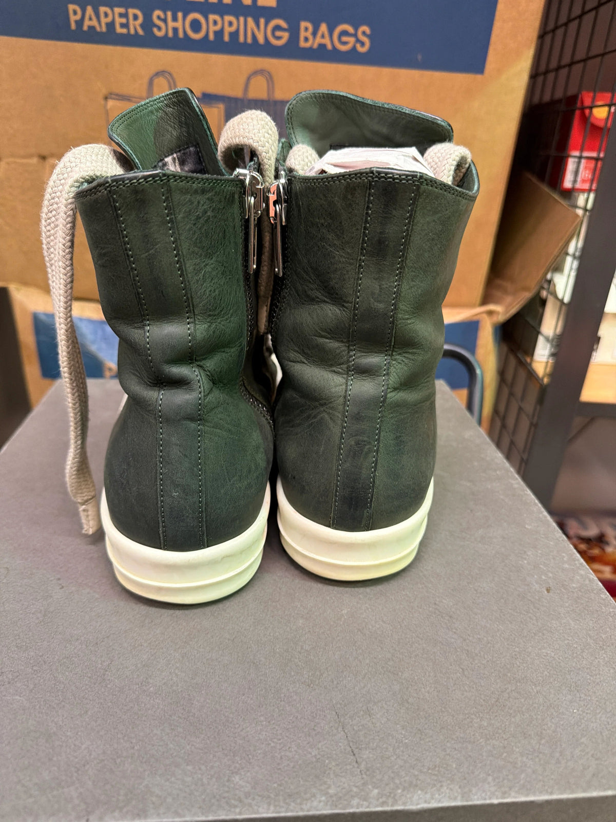 Rick Owen’s Green Jumbo Lace High Used Sz 9 - Pre-Owned