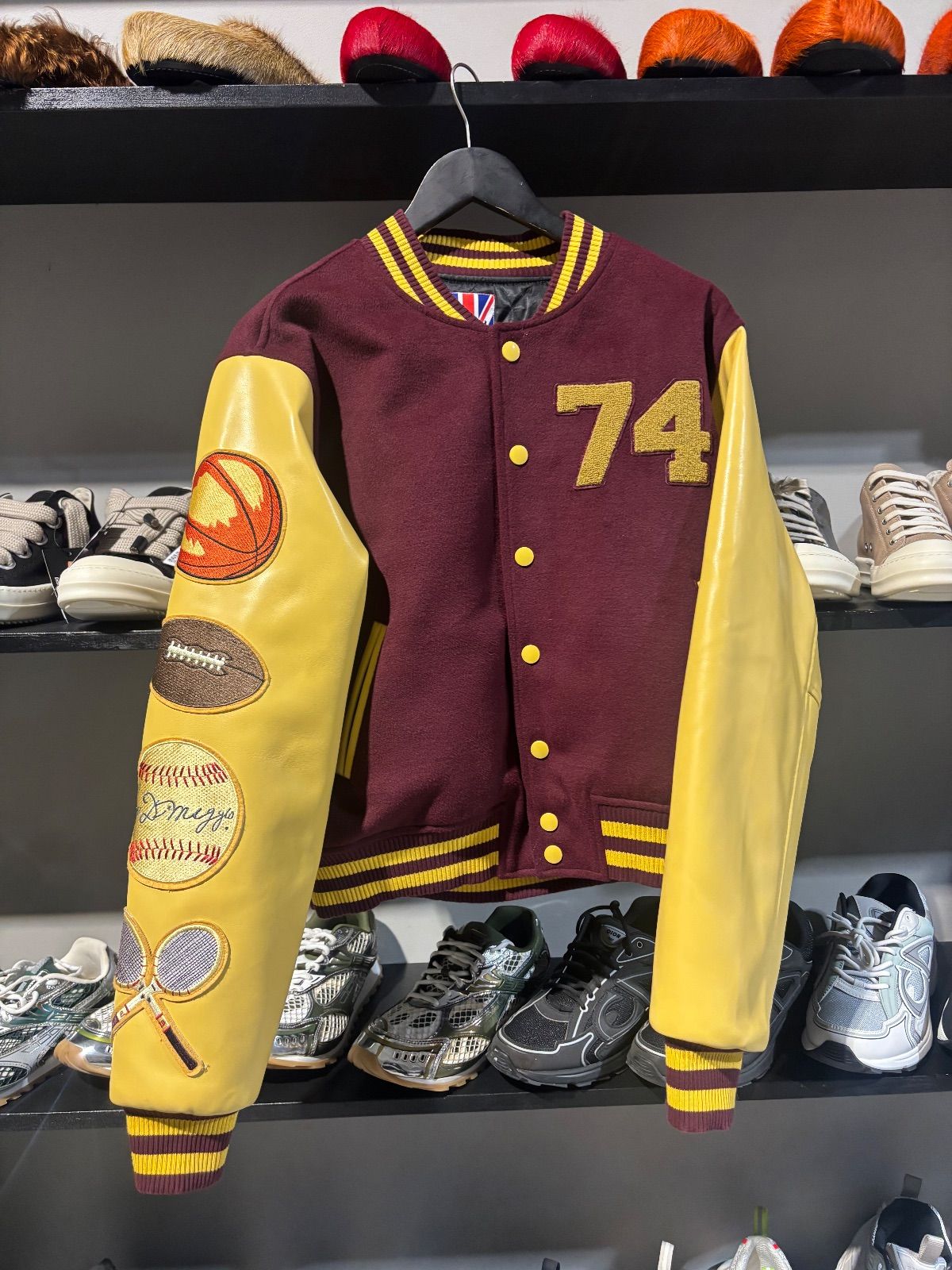 74 Is War Letterman Burgundy Jacket