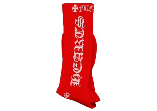 red and white chrome hearts socks