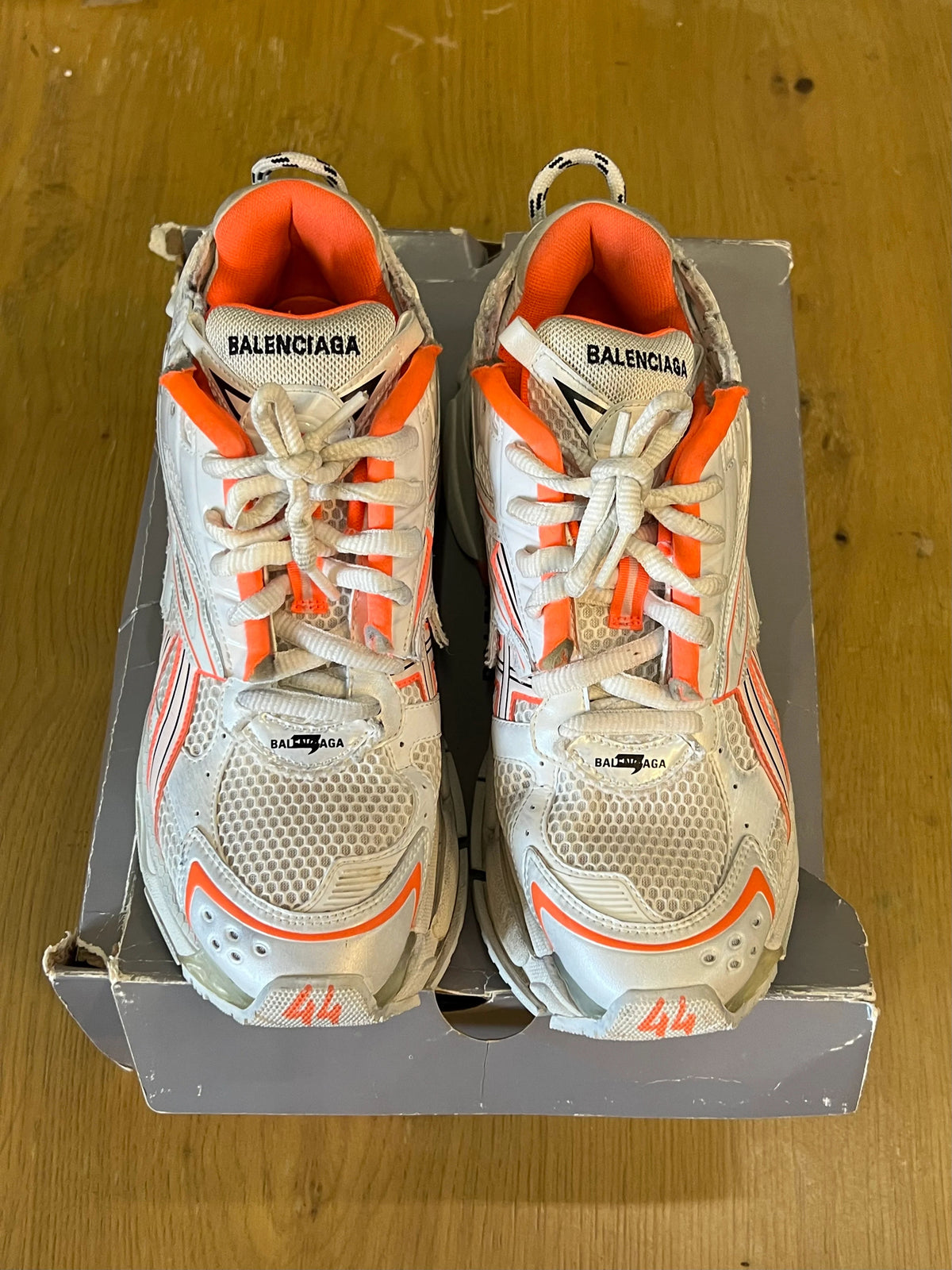 Balenciaga Runner Sneaker White Orange Used Sz 11 - Pre-Owned