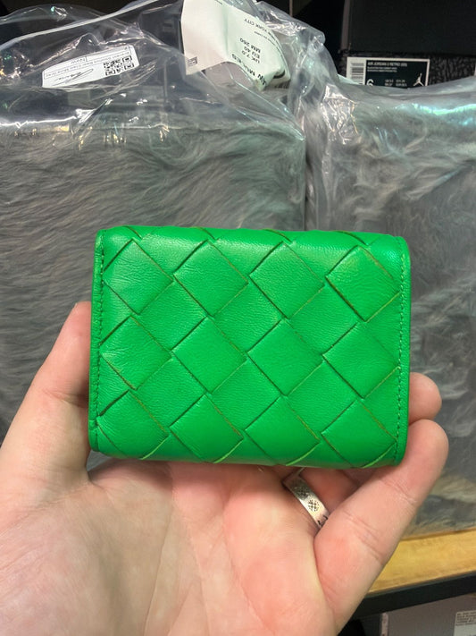 Bottega Venetta Green Woven Wallet