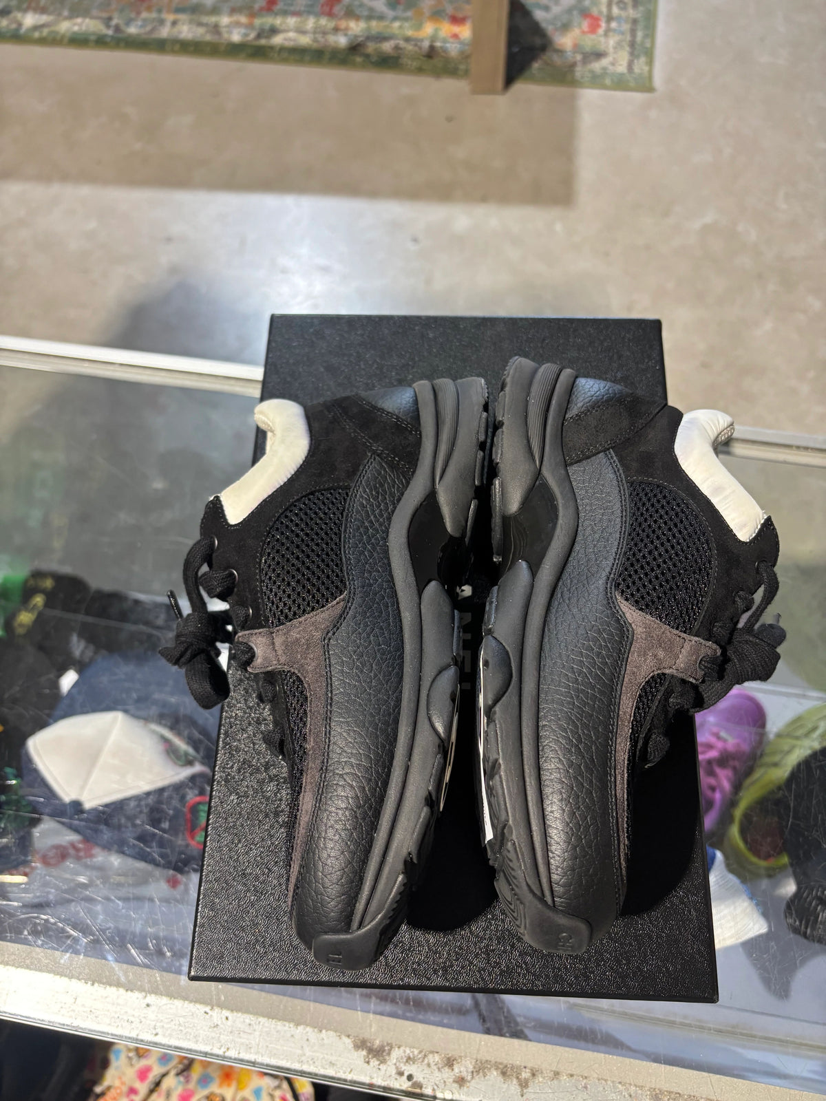 Chanel Trainer Sneakers Black/White Used Sz 4 - Pre-Owned