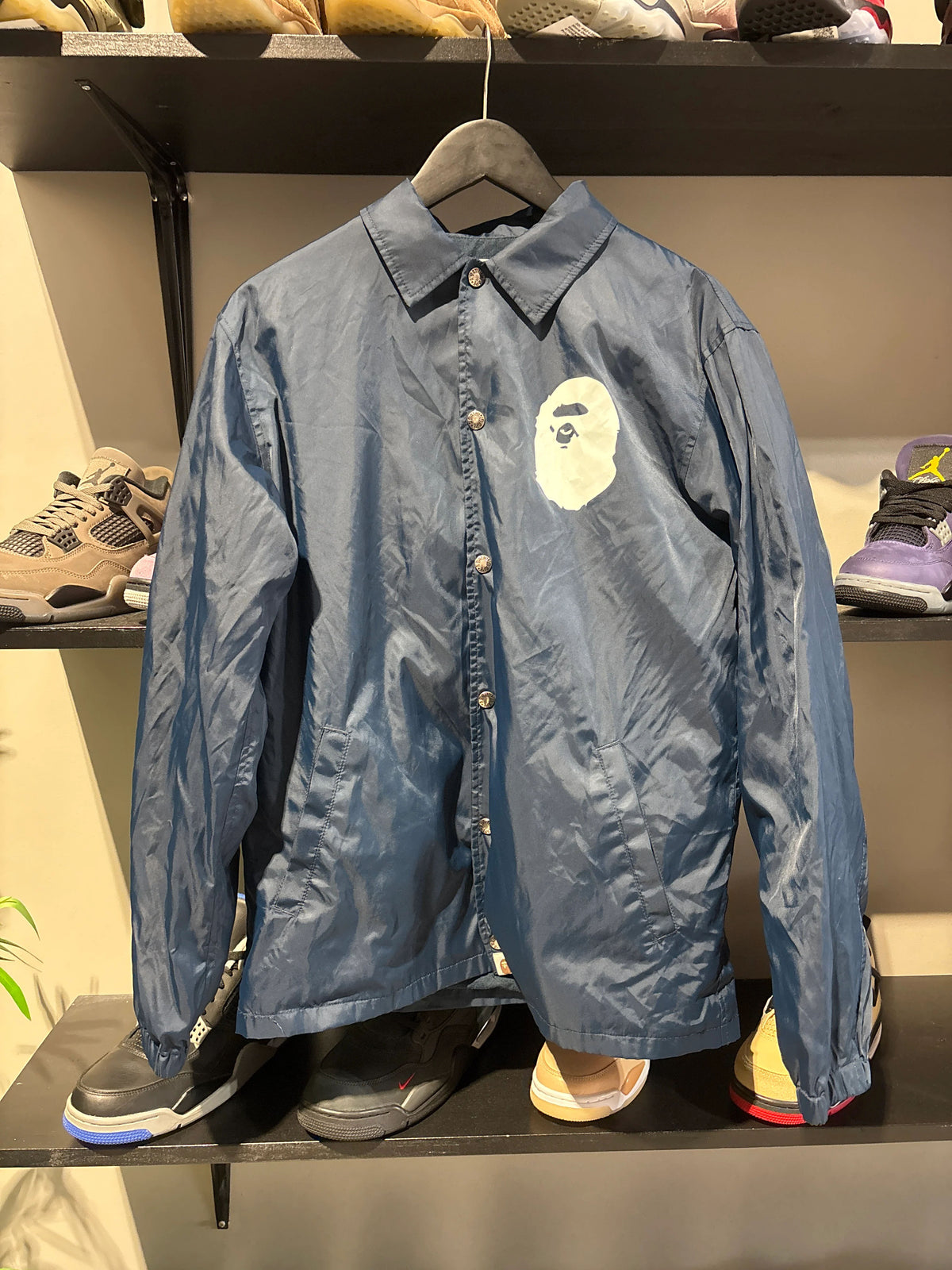 Bape Nylon Coaches Coat Navy Sz S - Pre-Owned