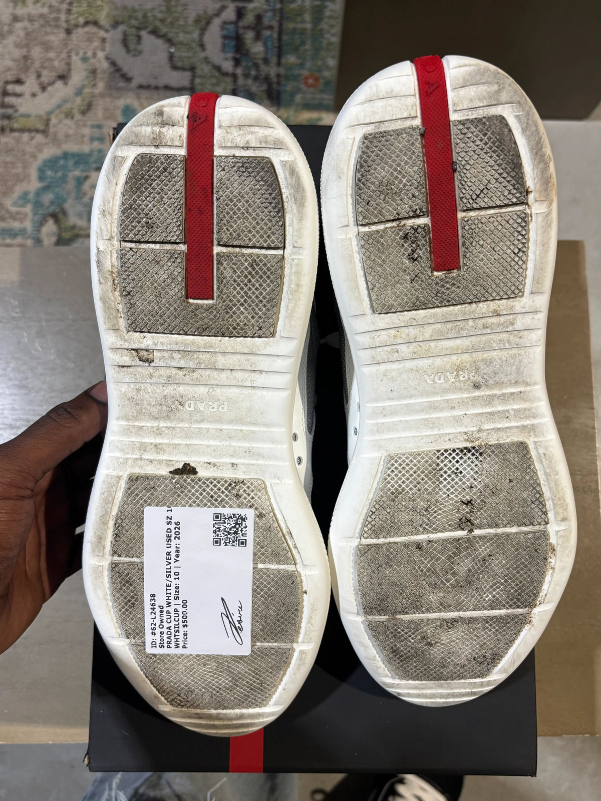 Prada Cup White/Silver Used Sz 10 - Pre-Owned