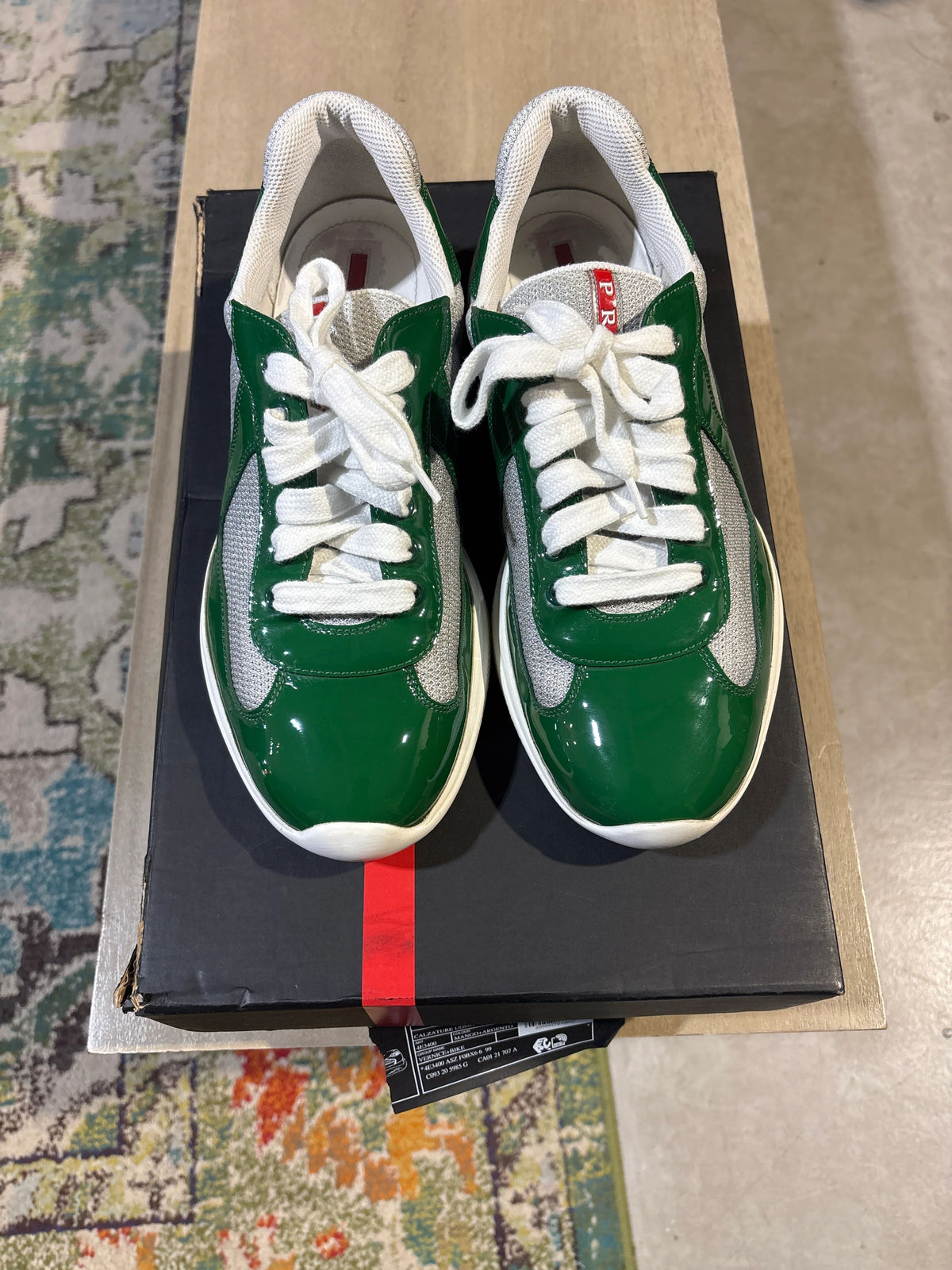 Prada Americas Cup Grey/Green Used Sz 7.5 - Pre-Owned