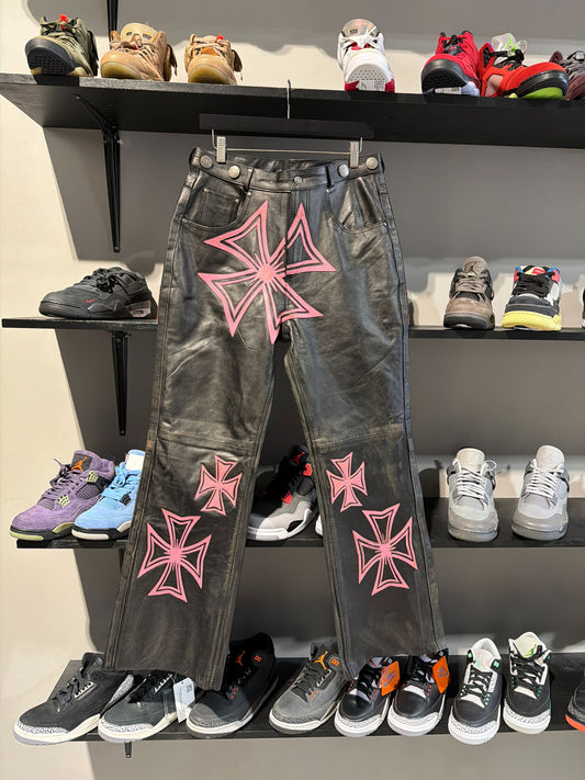Vale Leather Croxx Pants Pink And Black
