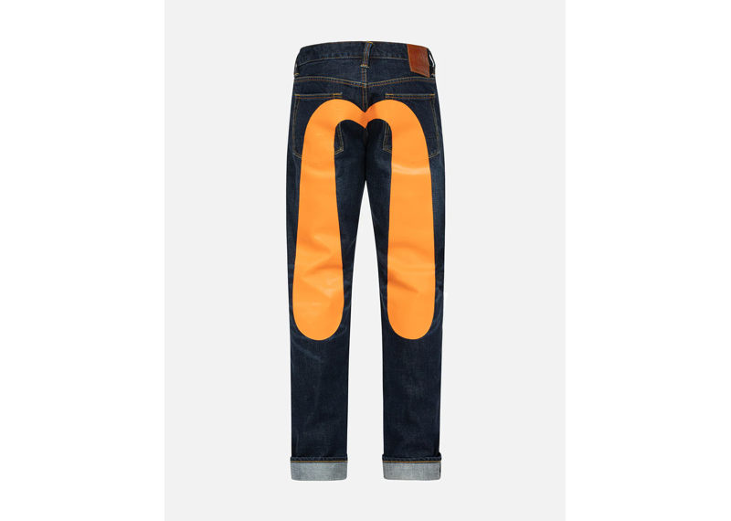 evisu indigo/ orange denim